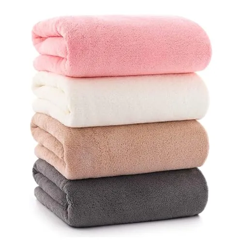 SynSo Microfiber Clothes Pack of 4 High Absorbent Cleaning Cloth Lint Free Cloths for Kitchen Wiping Bathroom Furniture Wood Glass & Mirrors (25 * 25 cm) (Random Colors)