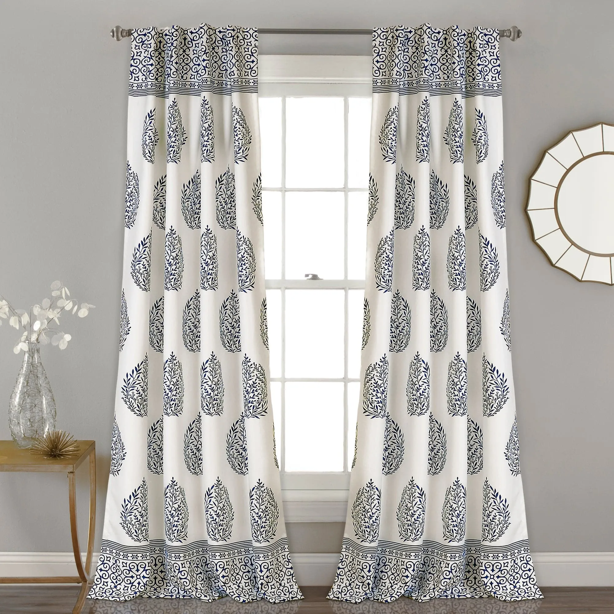 Teardrop Leaf Light Filtering Window Curtain Panel Set