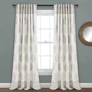 Teardrop Leaf Light Filtering Window Curtain Panel Set