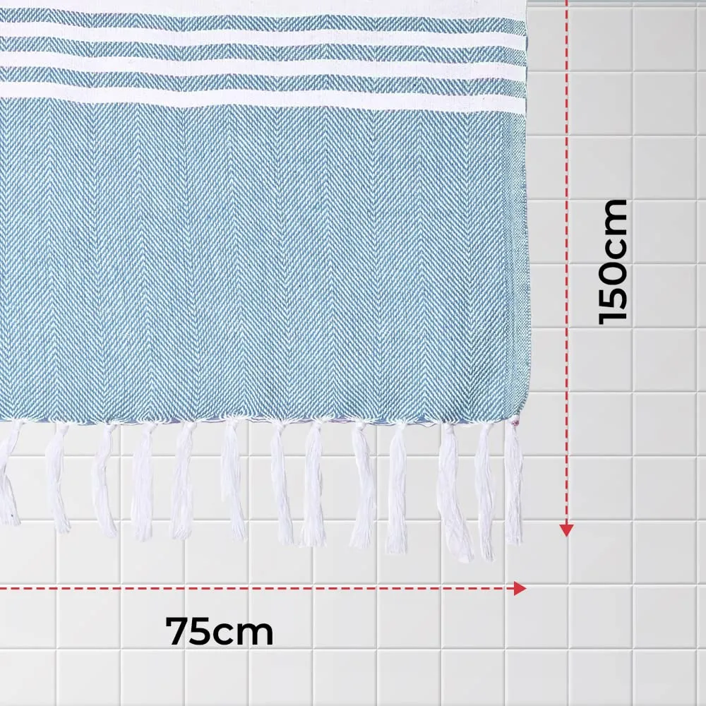 The Better Home 100% Cotton Turkish Bath Towel | Quick Drying Cotton Towel | Light Weight, Soft & Absorbent Turkish Towel (Pack of 1, Blue)