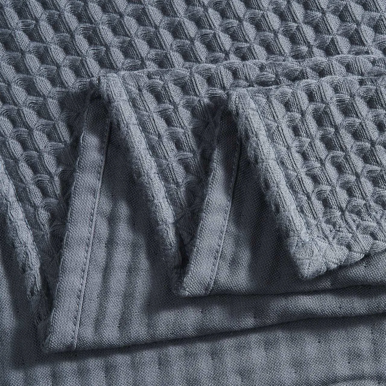 Waffle Bath Towels - Dark Grey Color - Set of 2