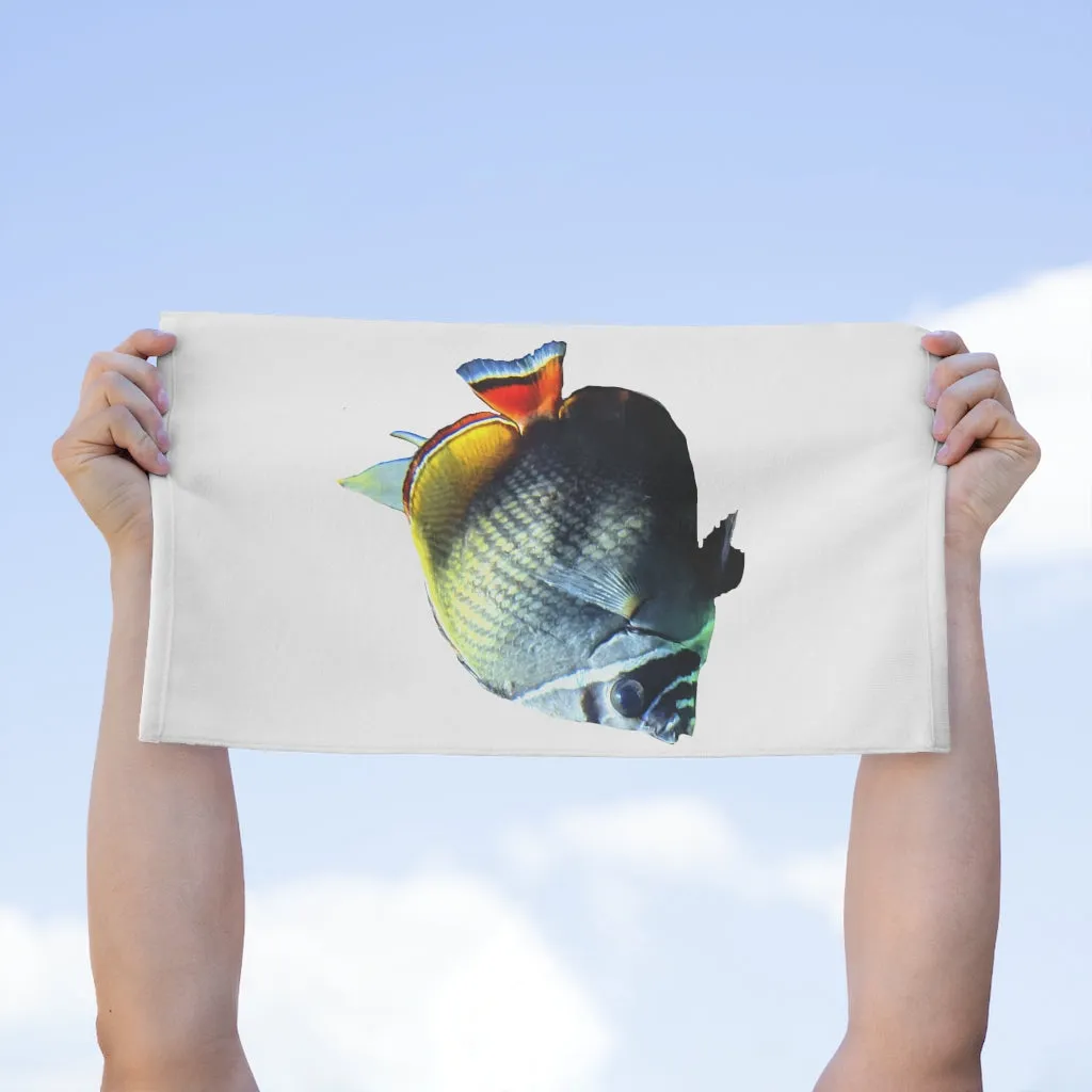 White Black Fish Rally Towel, 11x18